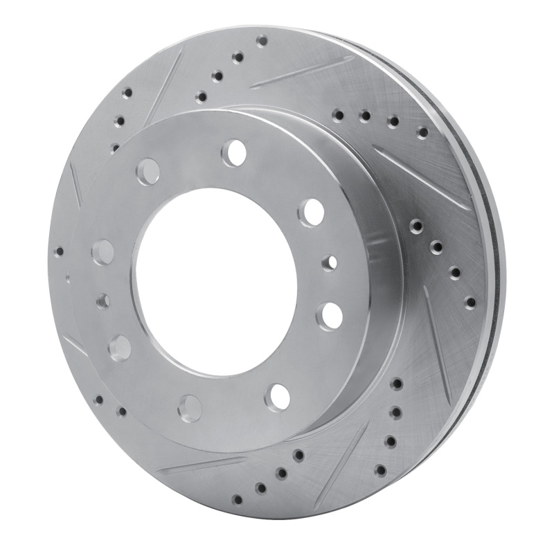 Ford F-350 Super Duty Brake Rotor (1) - Front Left - R1 Concepts - Drilled & Slotted - Silver - `05-`07